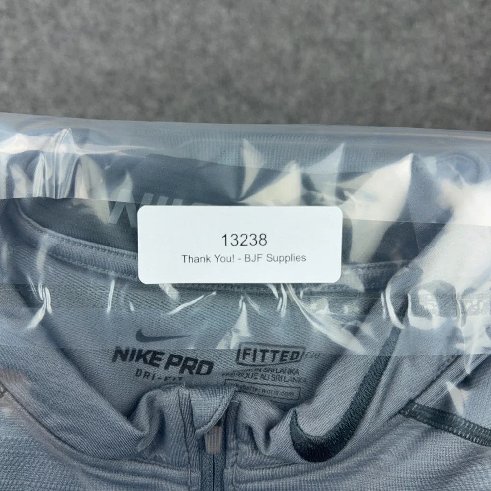 Nike Pro Pullover Mens 2XL Gray 1/4 Zip Hyperwarm Fitted Dri-FIT Training Active